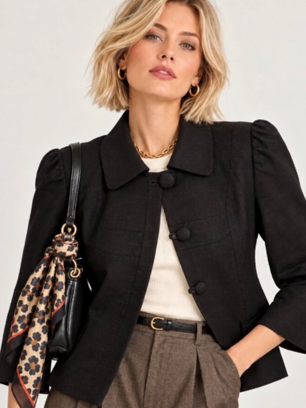 Vintage Bob Mackie black  blazer linen size 6 feminine tailored